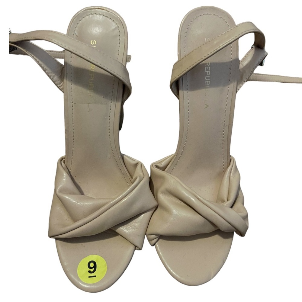 Nude heels ankle strap faux leather